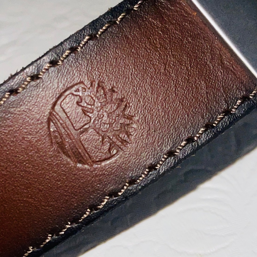 Timberland Reversible Leather Belt Brown/Black Silver Harness Buckle (Size 42)